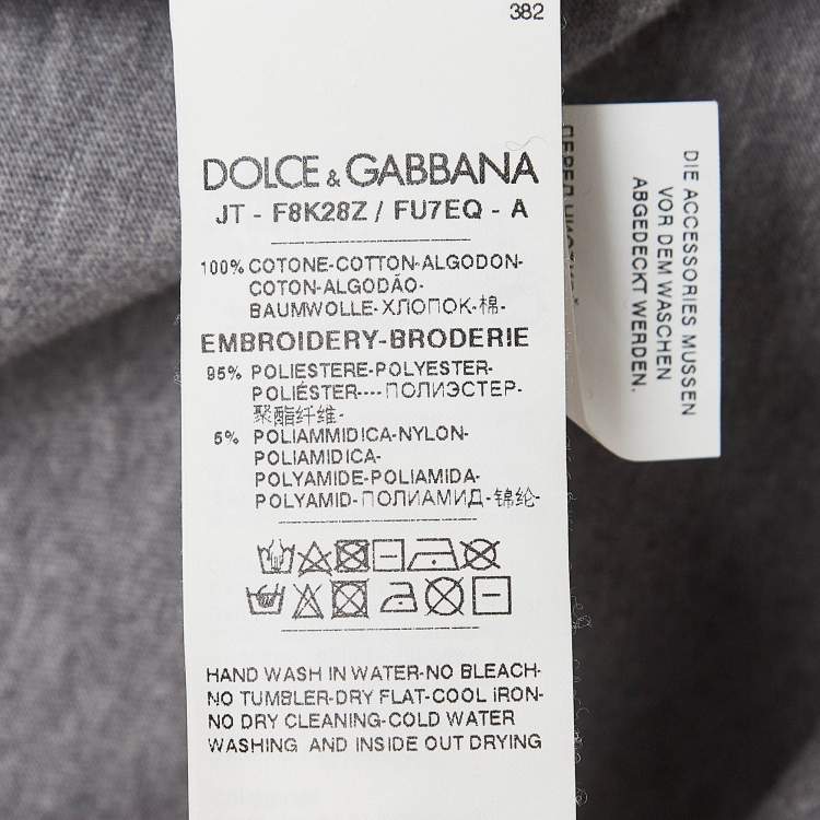 Pre Owned Dolce & Gabbana Grey Logo Embellished Cotton Knit T-Shirt S