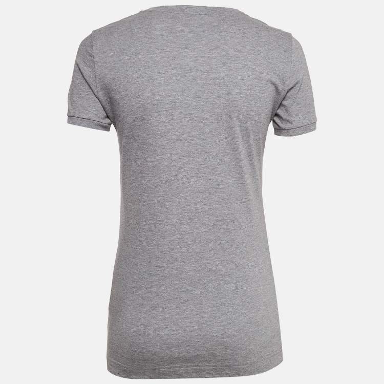 Pre Owned Dolce & Gabbana Grey Logo Embellished Cotton Knit T-Shirt S