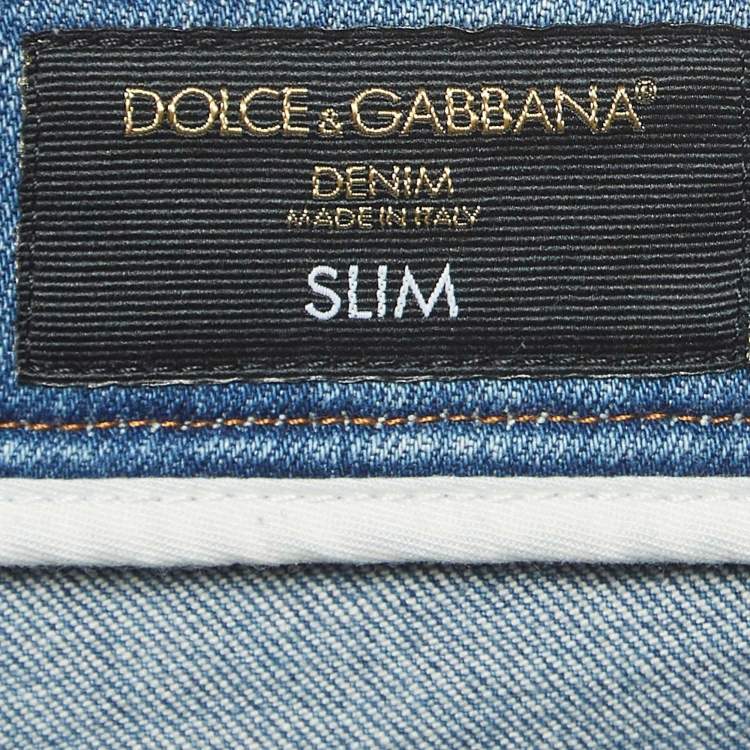Pre Owned Dolce & Gabbana Blue Distressed Denim Jeans M Waist 30"