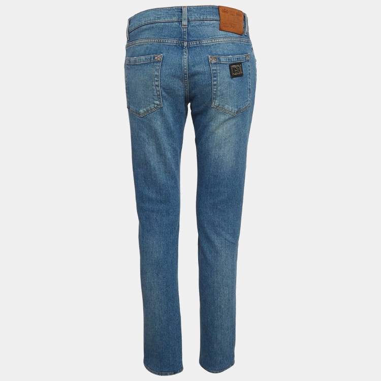 Pre Owned Dolce & Gabbana Blue Distressed Denim Jeans M Waist 30"