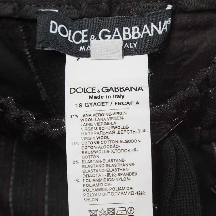 Pre Owned Dolce & Gabbana Dark Grey Pink Stripe Wool Blend Trousers M