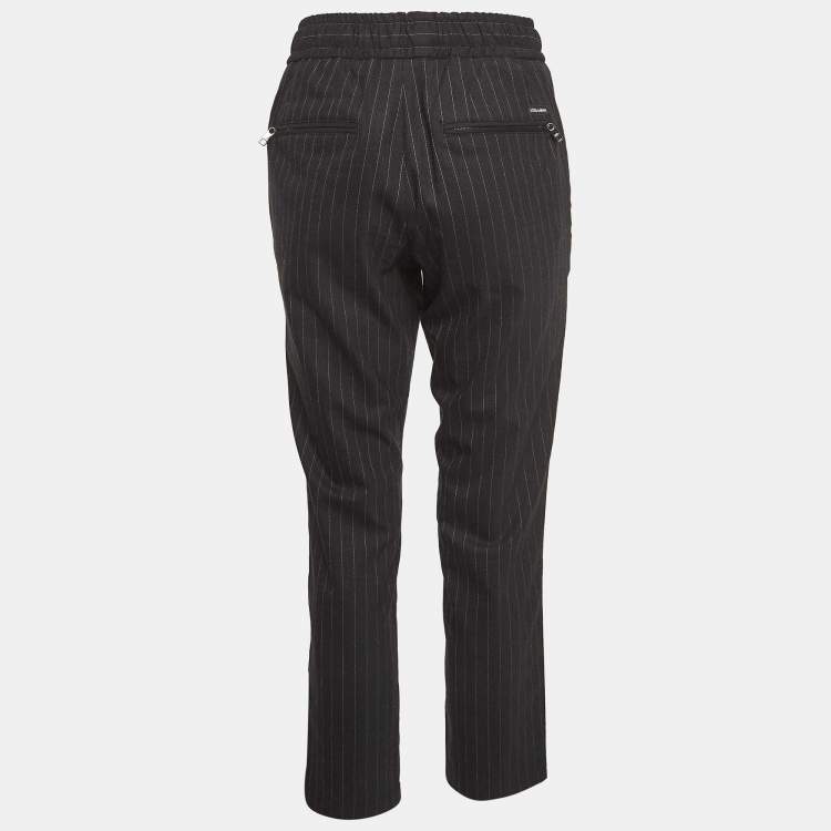 Pre Owned Dolce & Gabbana Dark Grey Pink Stripe Wool Blend Trousers M