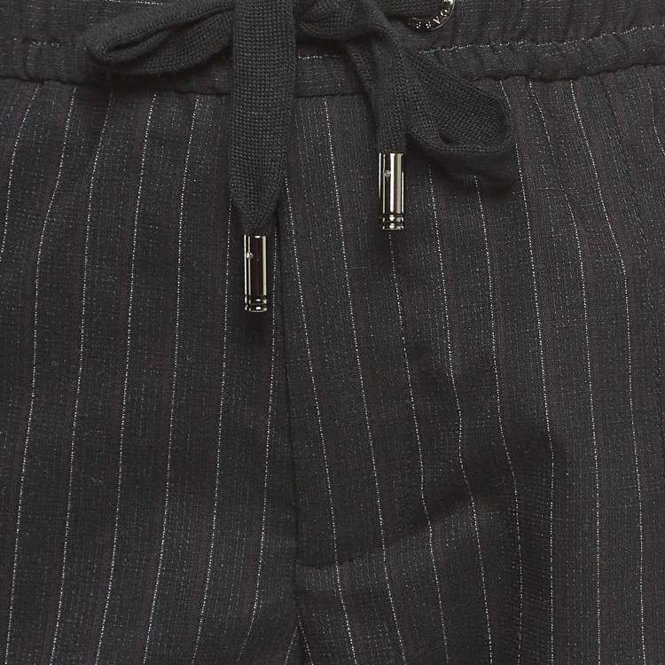 Pre Owned Dolce & Gabbana Dark Grey Pink Stripe Wool Blend Trousers M