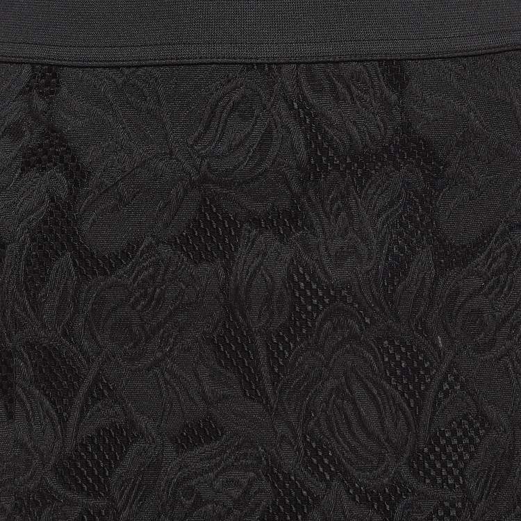 Pre Owned Dolce & Gabbana Black Floral Jacquard Flared Midi Skirt M