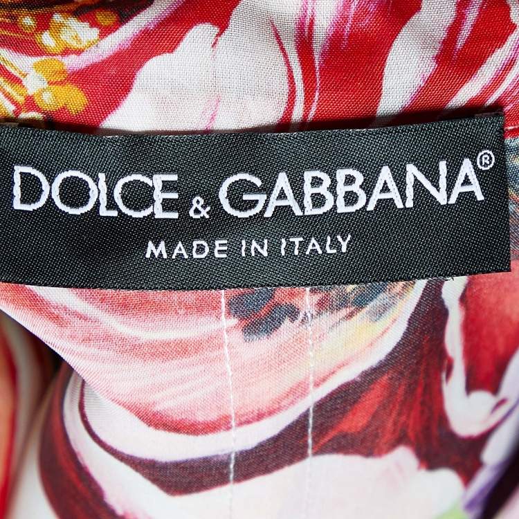 Pre Owned Dolce & Gabbana Multicolor Floral Print Silk Blend Trench Coat S