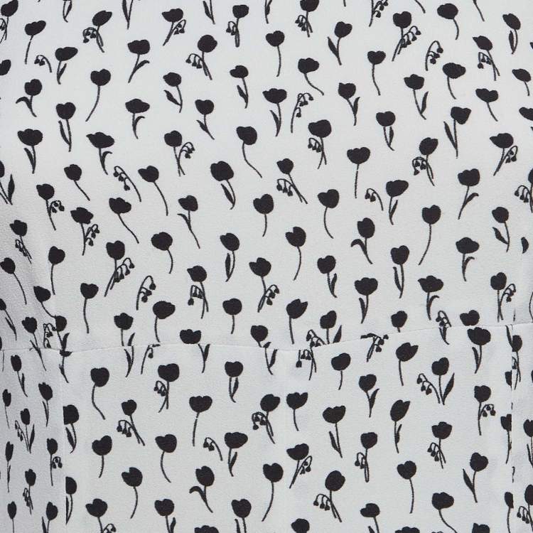 Pre Owned Dolce & Gabbana White Floral Print Crepe Mini Dress S