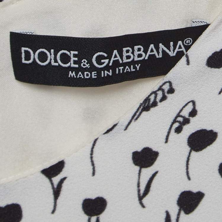 Pre Owned Dolce & Gabbana White Floral Print Crepe Mini Dress S