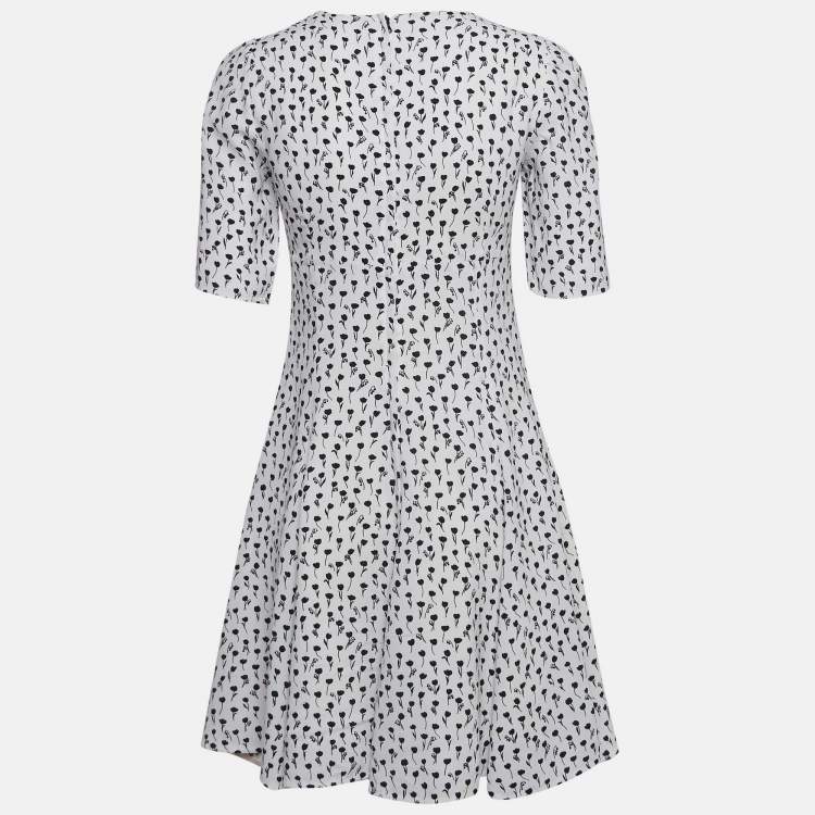 Pre Owned Dolce & Gabbana White Floral Print Crepe Mini Dress S