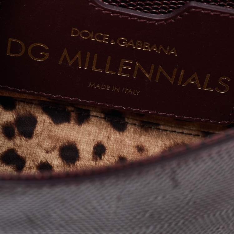 Pre Owned Dolce & Gabbana Burgundy Lizard Embossed Leather DG Millennials Shoulder Bag