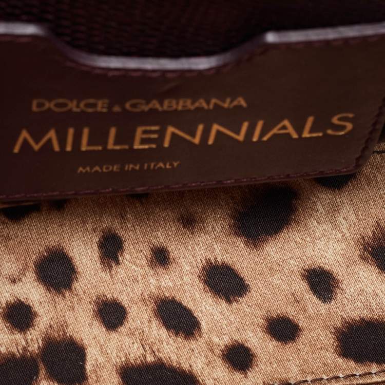 Pre Owned Dolce & Gabbana Burgundy Lizard Embossed Leather DG Millennials Shoulder Bag
