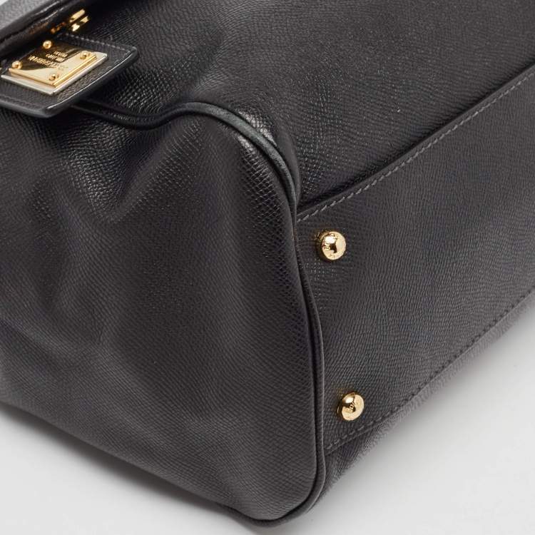 Pre Owned Dolce & Gabbana Black Leather Large Miss Sicily Top Handle Bag