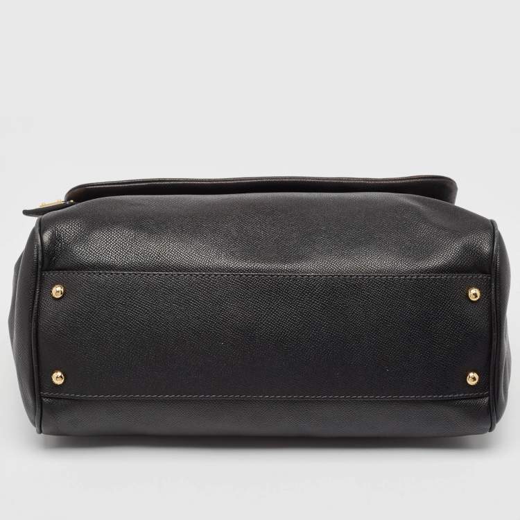 Pre Owned Dolce & Gabbana Black Leather Large Miss Sicily Top Handle Bag