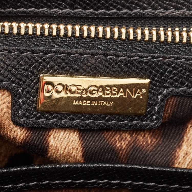 Pre Owned Dolce & Gabbana Black Leather Large Miss Sicily Top Handle Bag