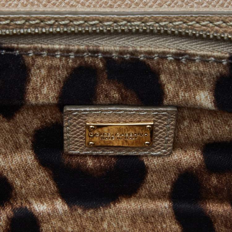Pre Owned Dolce & Gabbana Beige Leather Flap Crossbody Bag