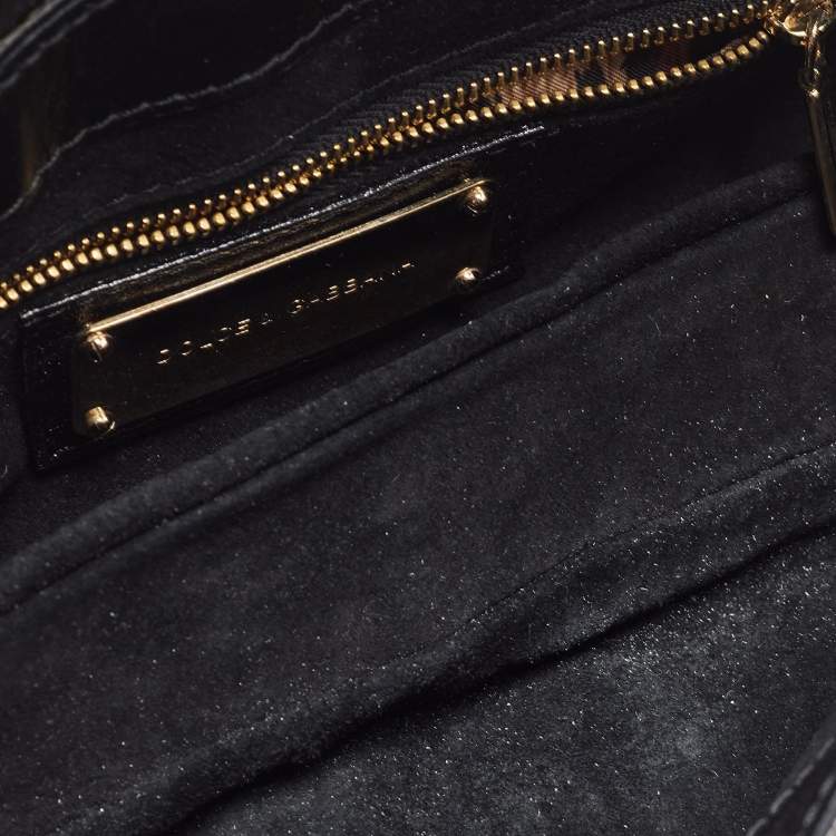 Pre Owned Dolce & Gabbana Black Python and Eel Leather Ring Flap Shoulder Bag