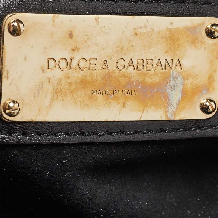 Pre Owned Dolce & Gabbana Black Python and Eel Leather Ring Flap Shoulder Bag