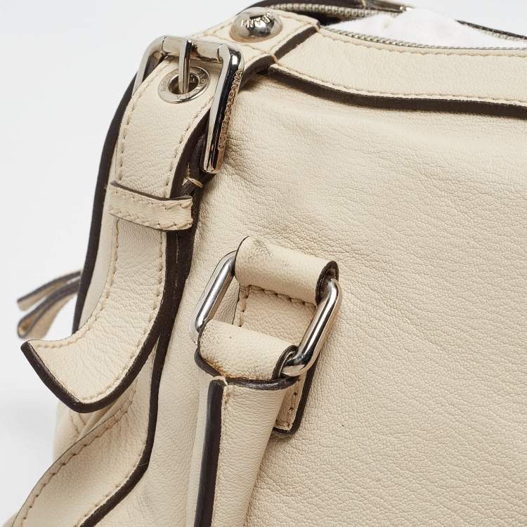 Pre Owned Dolce & Gabbana Off White Leather Miss Easy Way Satchel