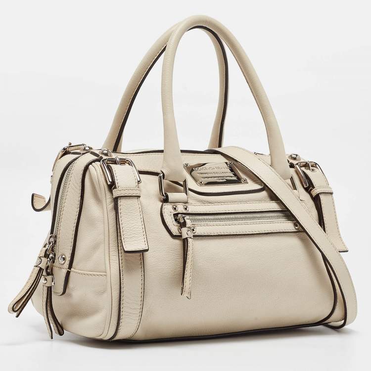 Pre Owned Dolce & Gabbana Off White Leather Miss Easy Way Satchel