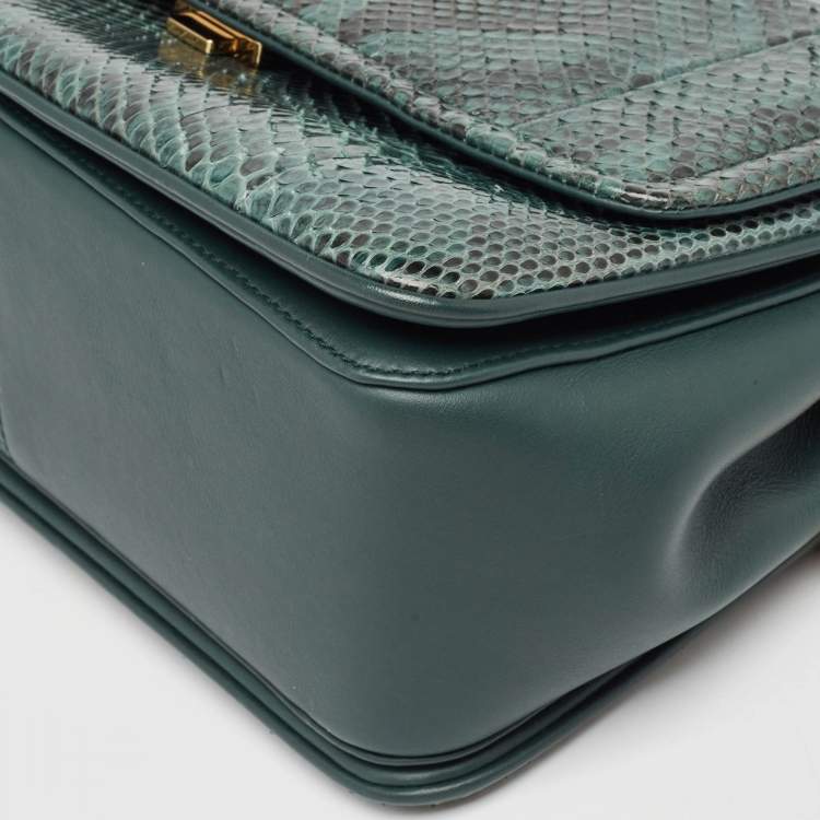 Pre Owned Dolce & Gabbana Green Python Miss Margarita Shoulder Bag