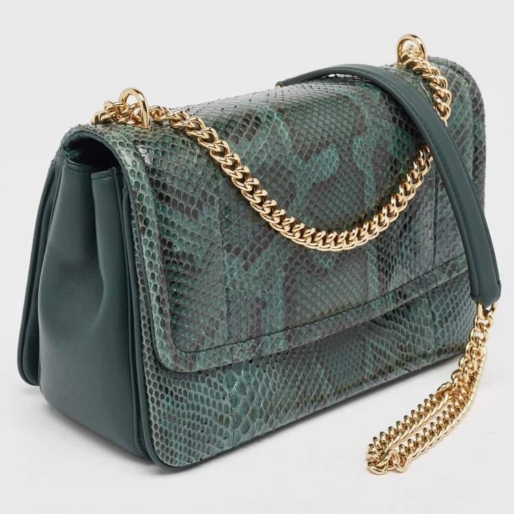Pre Owned Dolce & Gabbana Green Python Miss Margarita Shoulder Bag