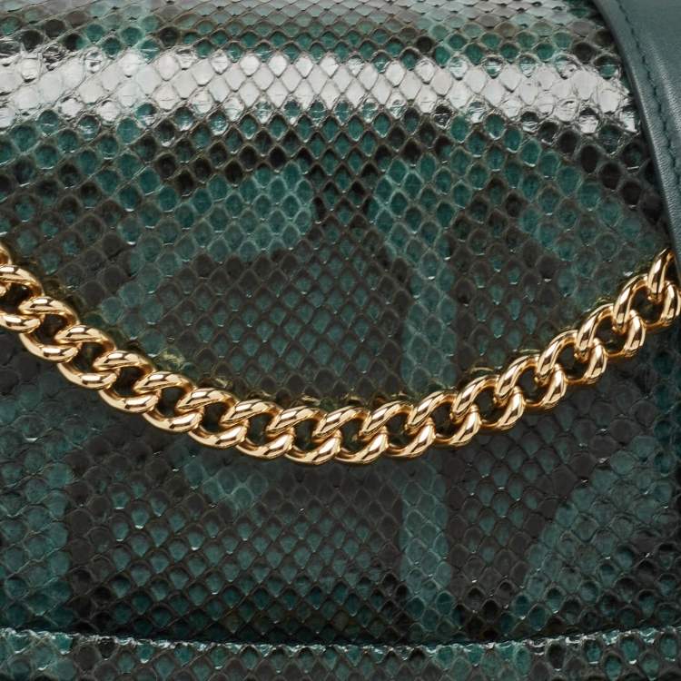 Pre Owned Dolce & Gabbana Green Python Miss Margarita Shoulder Bag