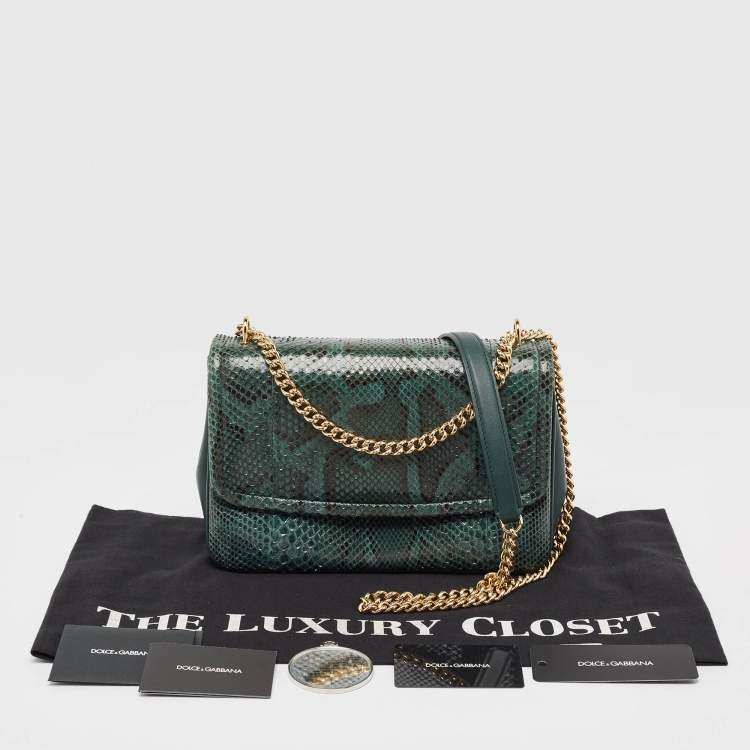 Pre Owned Dolce & Gabbana Green Python Miss Margarita Shoulder Bag