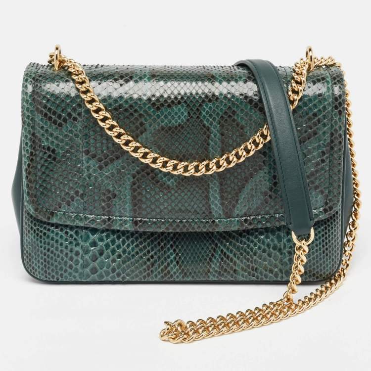 Pre Owned Dolce & Gabbana Green Python Miss Margarita Shoulder Bag