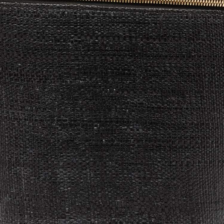 مملوكة مسبقًا Dolce & Gabbana Grey/Brown Raffia and Lizard Embossed Leather Bucket Bag