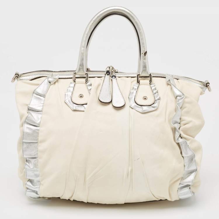Pre Owned Dolce & Gabbana White Leather Miss Rouche Shoulder Bag