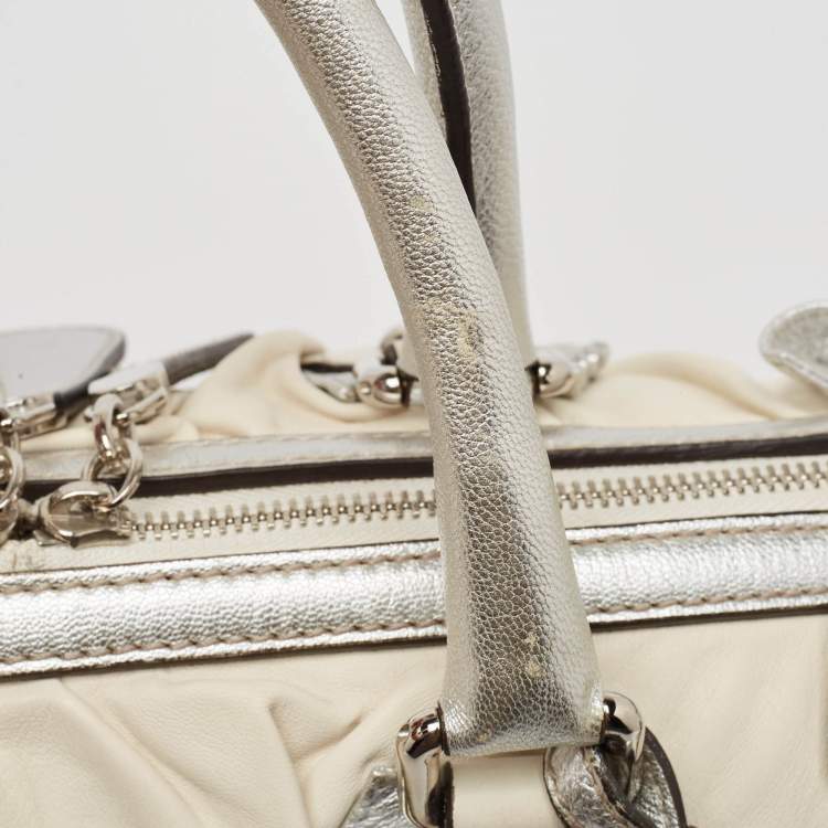 Pre Owned Dolce & Gabbana White Leather Miss Rouche Shoulder Bag