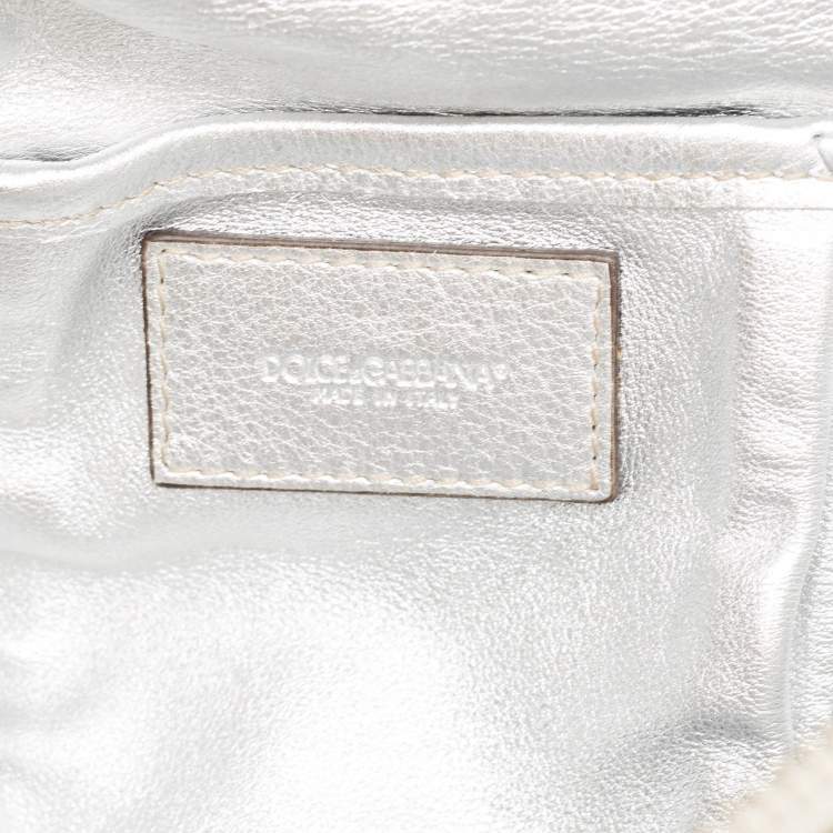 Pre Owned Dolce & Gabbana White Leather Miss Rouche Shoulder Bag