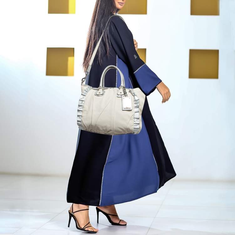Pre Owned Dolce & Gabbana White Leather Miss Rouche Shoulder Bag