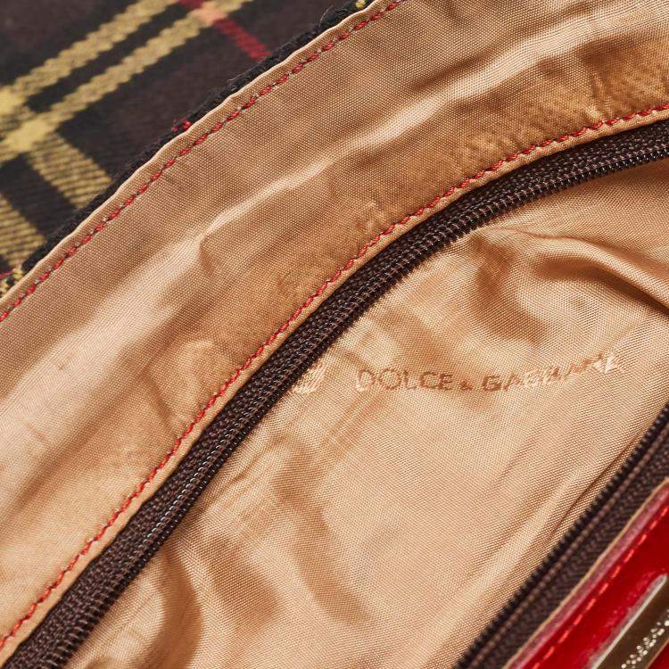 Pre Owned Dolce & Gabbana Multicolor Wool and Patent Leather Shoulder Bag