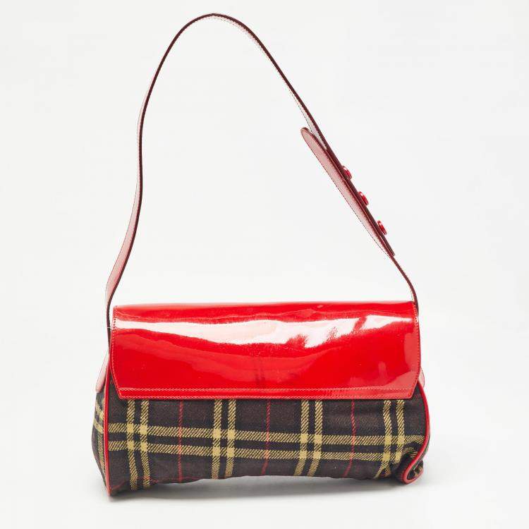 Pre Owned Dolce & Gabbana Multicolor Wool and Patent Leather Shoulder Bag