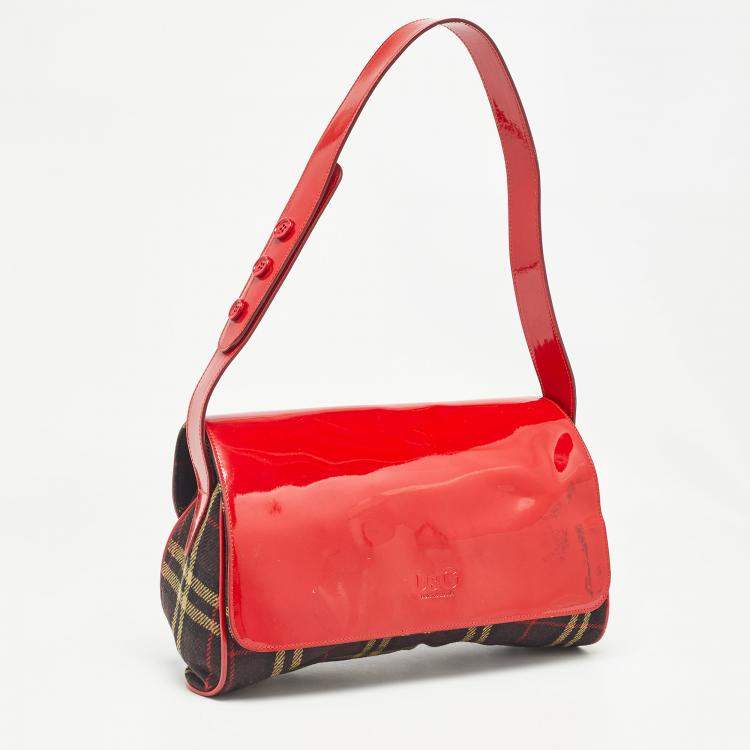 Pre Owned Dolce & Gabbana Multicolor Wool and Patent Leather Shoulder Bag