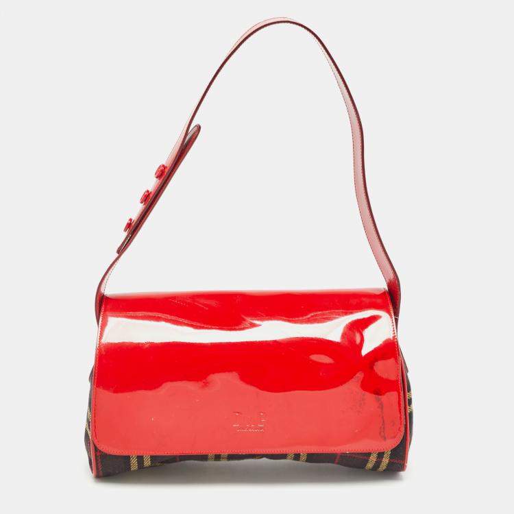 Pre Owned Dolce & Gabbana Multicolor Wool and Patent Leather Shoulder Bag