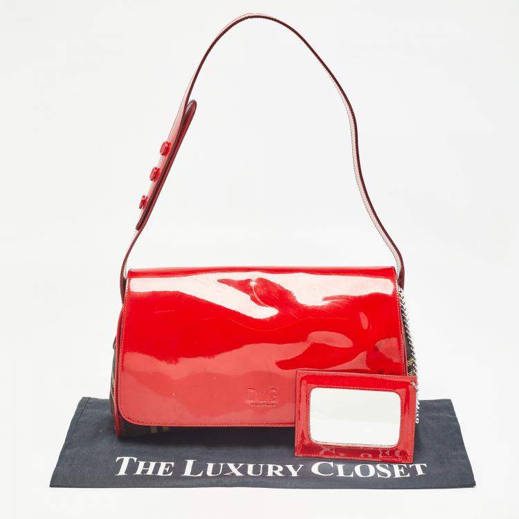Pre Owned Dolce & Gabbana Multicolor Wool and Patent Leather Shoulder Bag