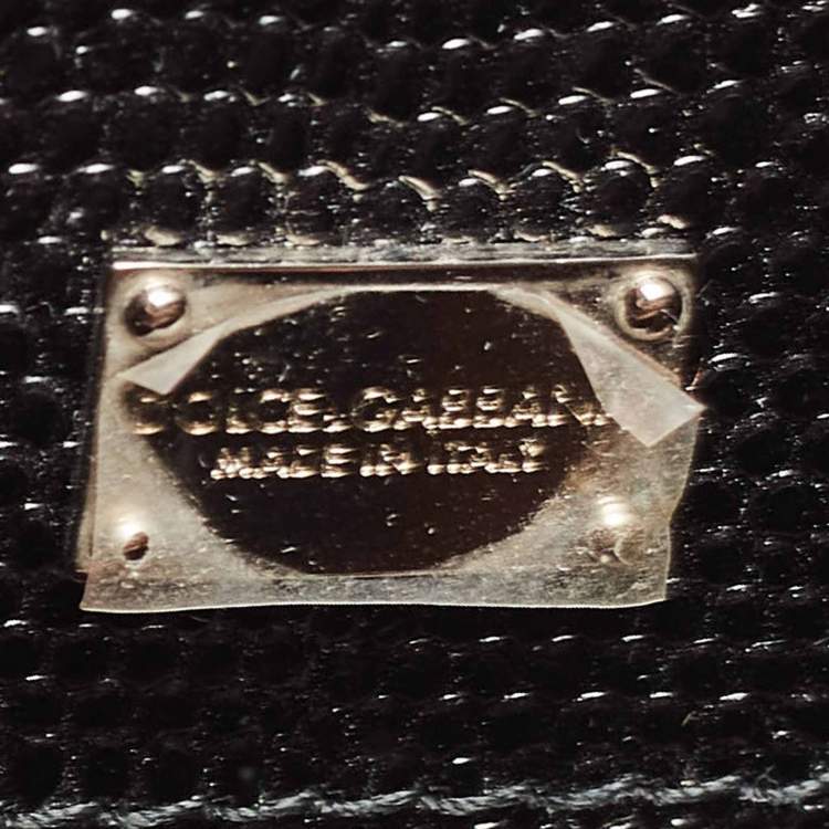 مملوكة مسبقًا Dolce & Gabbana Black Lizard Embossed Leather Medium Miss Monica Top Handle Bag