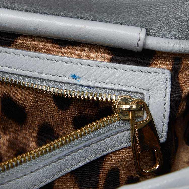 Pre Owned Dolce & Gabbana Grey Leather Padlock Top Handle Bag