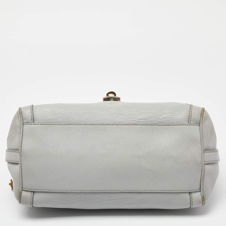 Pre Owned Dolce & Gabbana Grey Leather Padlock Top Handle Bag