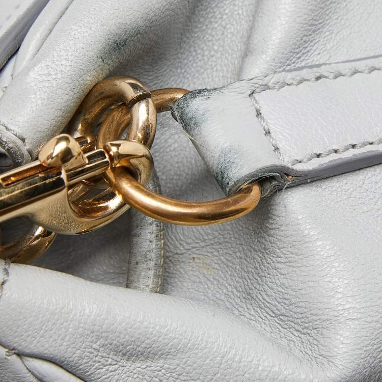 Pre Owned Dolce & Gabbana Grey Leather Padlock Top Handle Bag