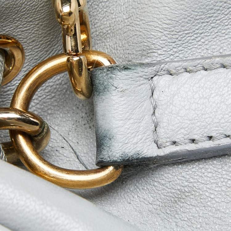 Pre Owned Dolce & Gabbana Grey Leather Padlock Top Handle Bag