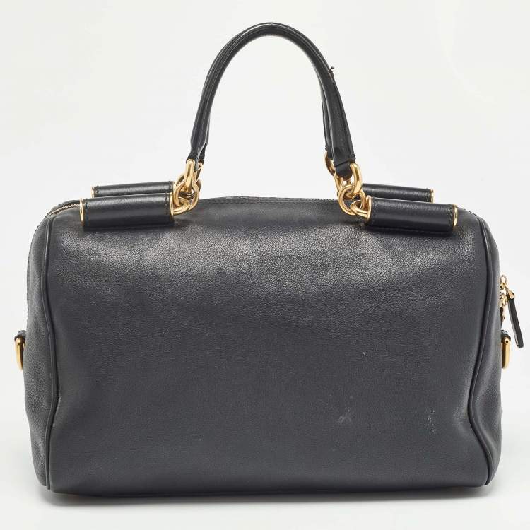 Pre Owned Dolce & Gabbana Black Leather Miss Sicily Boston Bag