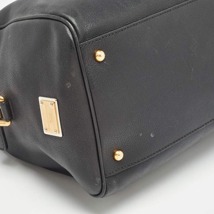 Pre Owned Dolce & Gabbana Black Leather Miss Sicily Boston Bag