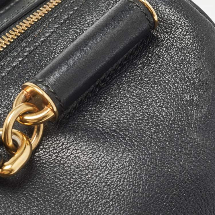 Pre Owned Dolce & Gabbana Black Leather Miss Sicily Boston Bag