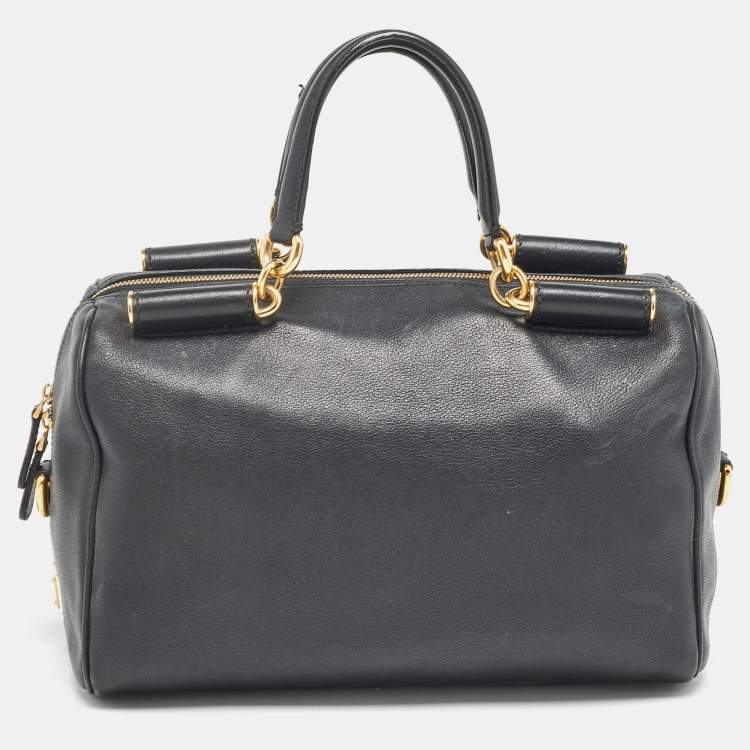 Pre Owned Dolce & Gabbana Black Leather Miss Sicily Boston Bag