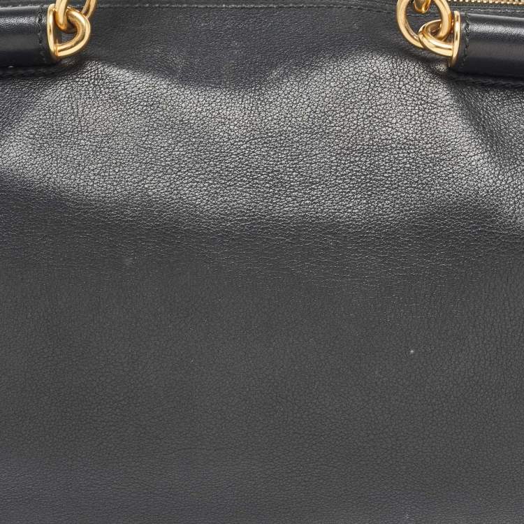 Pre Owned Dolce & Gabbana Black Leather Miss Sicily Boston Bag