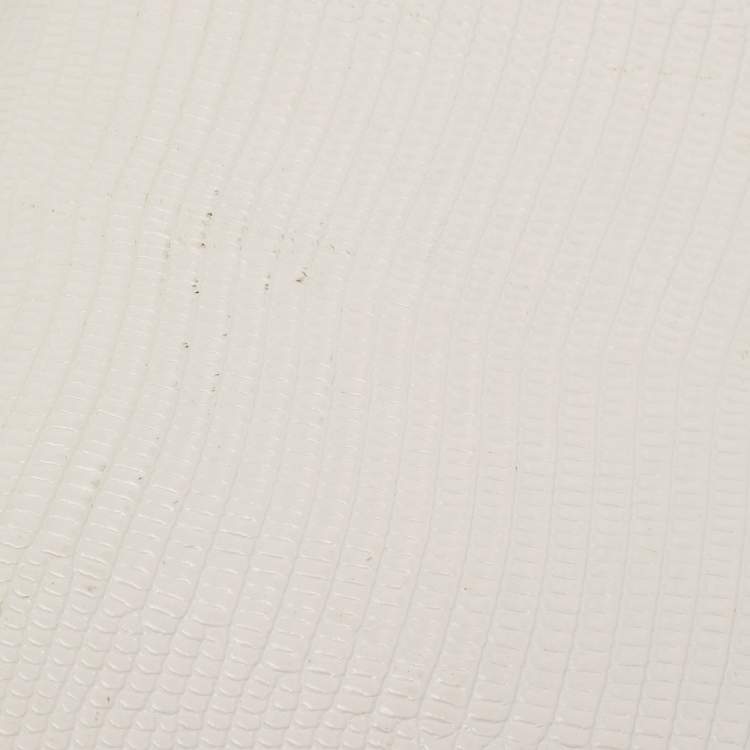 Pre Owned Dolce & Gabbana Off White Lizard Embossed Leather Mini DG Millennials Crossbody Bag