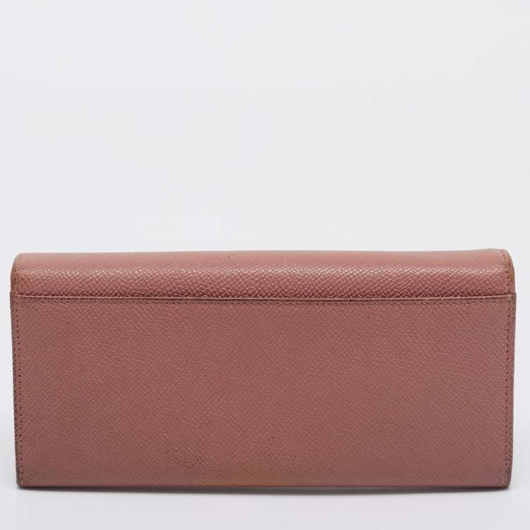 Pre Owned Dolce & Gabbana Dusty Pink Leather Flap Continental Wallet
