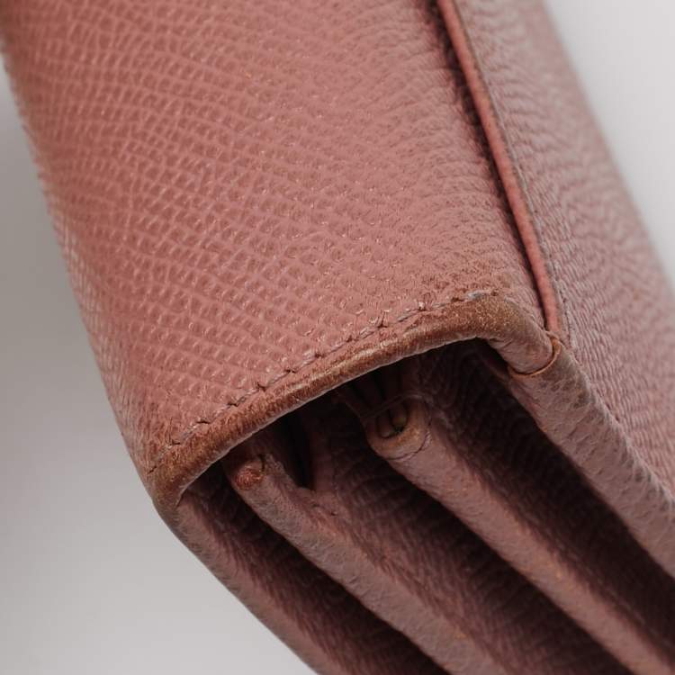 Pre Owned Dolce & Gabbana Dusty Pink Leather Flap Continental Wallet